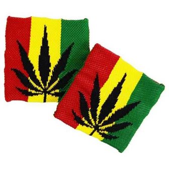 Rasta Cannabis zweetbandjes (2 stuks)