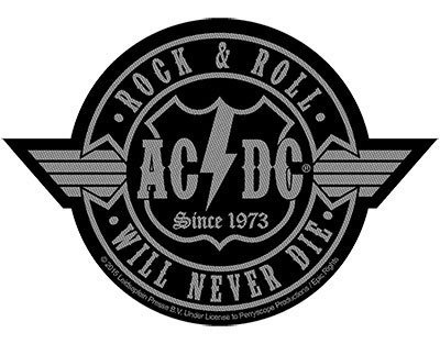 AC/DC patch - Rock N Roll Will Never Die Cut Out