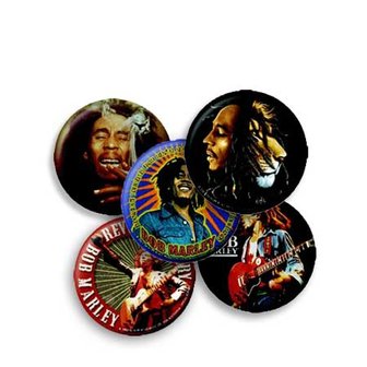 5 verschillende Bob Marley buttons