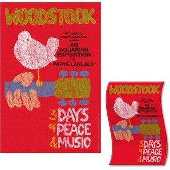 Woodstock textielposter '3 days of peace and music'