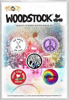 Woodstock button set - Surround Yourself With Love